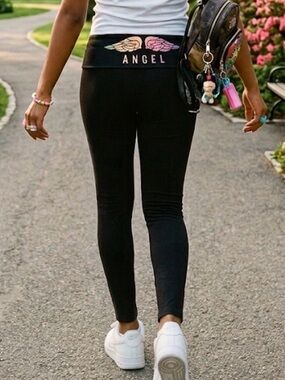 Victorias Secret Angels Y2K Wings Glitter Ombre Foldover Leggings Yoga Pants L